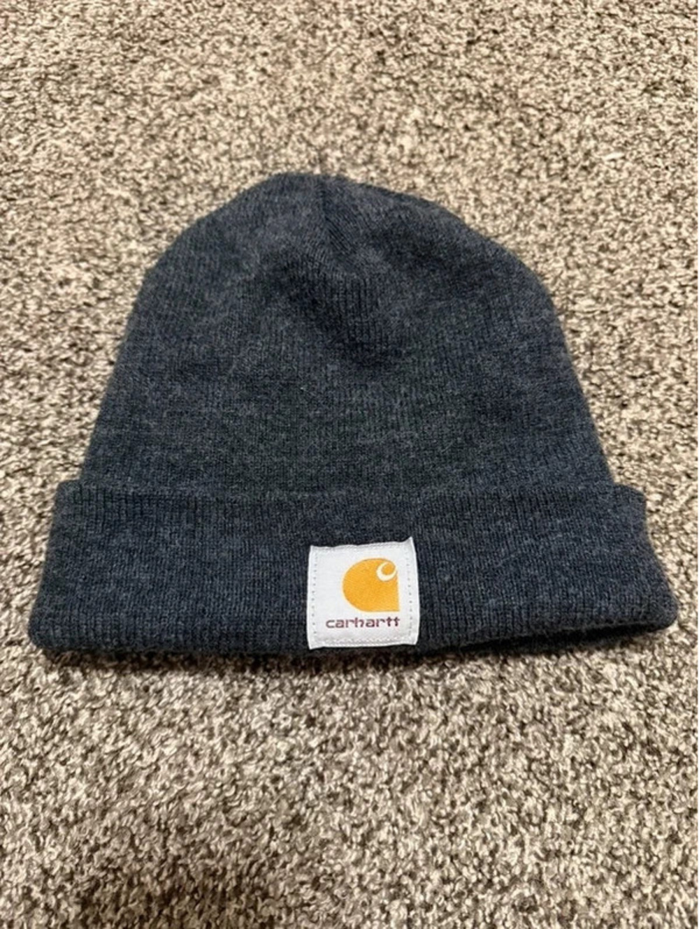 Carhartt Cuffed Knit Beanie Dark Heather Gray Logo Patch One Size